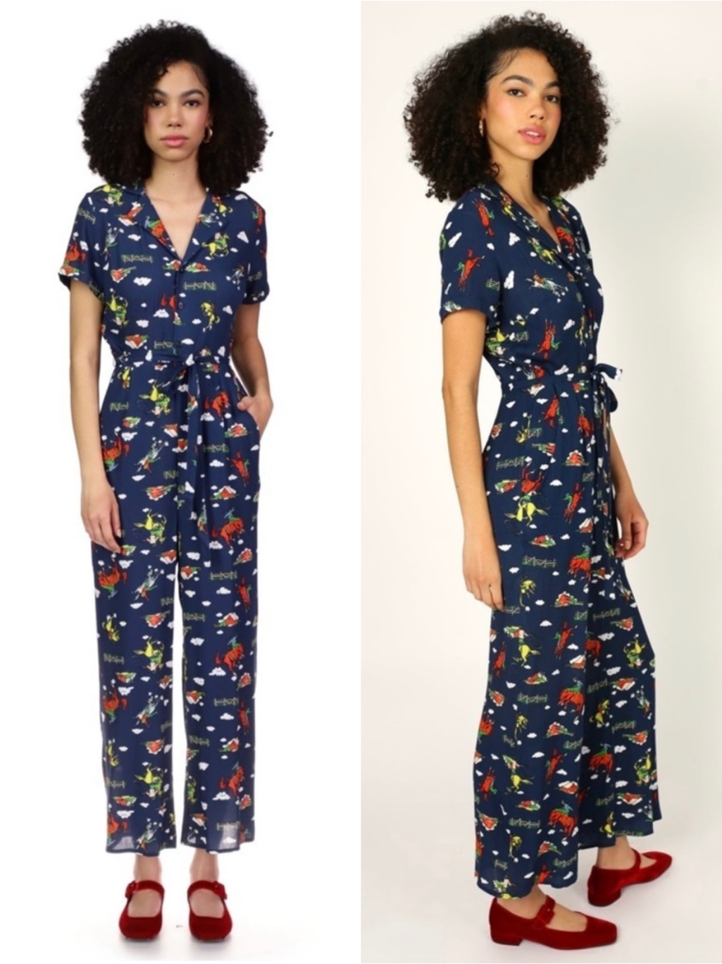 Hvn Western Rodeo Print Short Sleeve Button Up Cowgirl Kitschy Cute Jumpsuit 10 — image 2 of 8